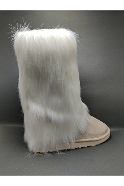 POLENS Γυναικεία μποτάκια με μαλλί σε μπεζ χρώμα και μάλλινη επένδυση