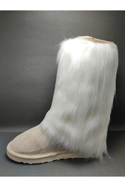 POLENS Γυναικεία μποτάκια με μαλλί σε μπεζ χρώμα και μάλλινη επένδυση