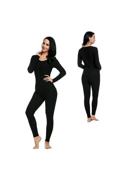 Tutku Set de tricou și colanți termici negri pentru damă