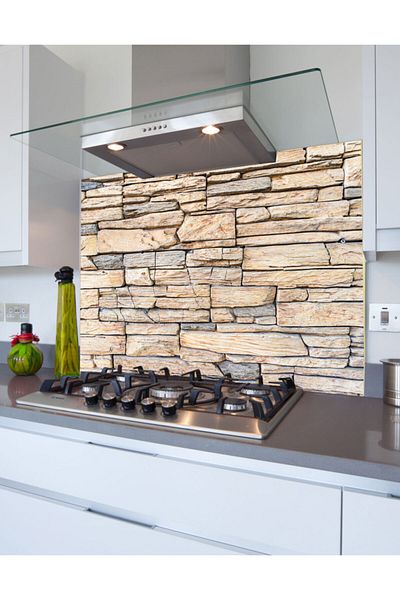 Kolhis Stone Series Bej 48x60 Folie adeziva Protectie spate pentru aragaz