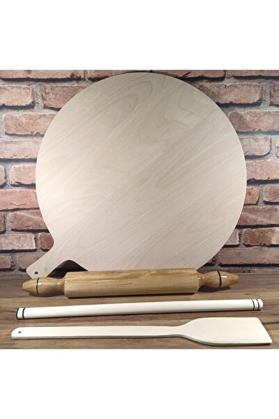 Genel Markalar 50 cm Mdf Hamur Açma Tahtası + Orta Merdane + Kısa Kayın Oklav...