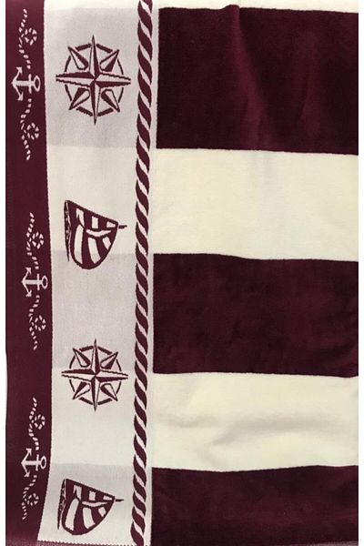 Özdilek Burgundy Velvet Compass Bath Towel - 100x150