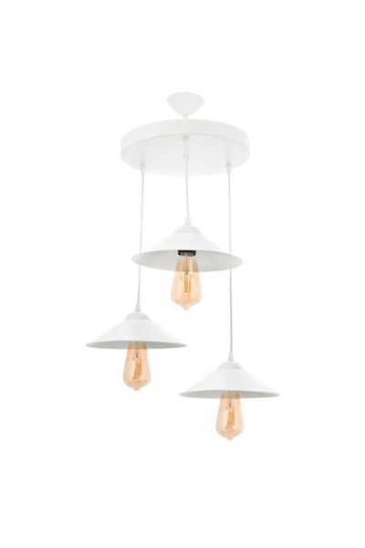 RİOLİGHT White Retro Rustic Metal Pendant Lamp - 30cm Chandelier Diameter