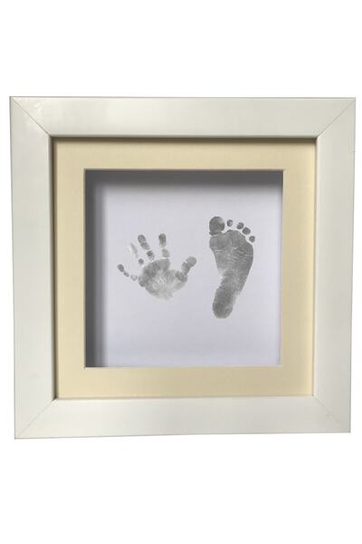 Beyaz Çerçeveli Inkless Print El Ayak İzi Alma Seti