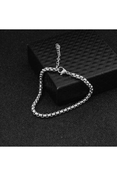 Jaida Moda Men's Silver Color Interlocking Steel Chain Bracelet