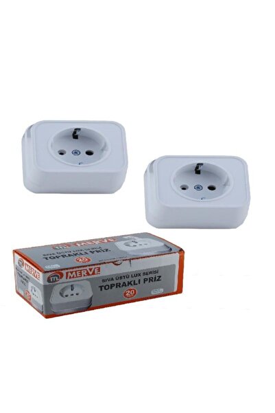 Merve Sıva Üstü Topraklı Priz Beyaz Renk Çeşidi =(1 Sınıf Ürün)=