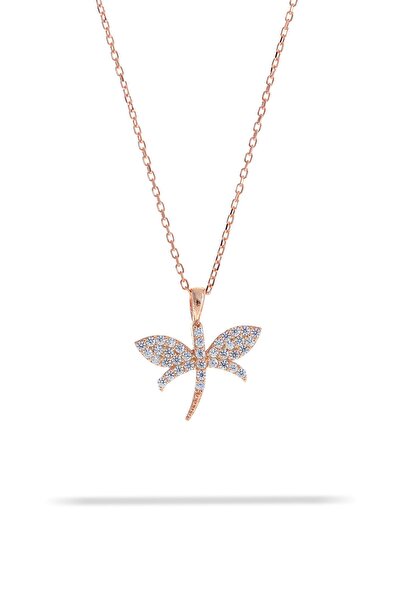 Doğan Silver Kadın Zirkon Taşlı Yusufçuk Kolye- Rose-dgn20671