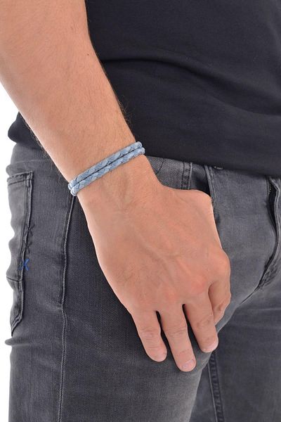 LABALABA MEN'S BLUE COLOR KNITTED TEXTURED PARACORD WRAPPED BRACELET