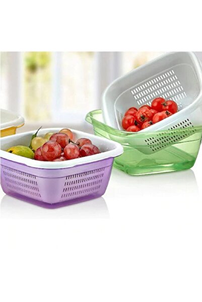 HOBBY LİFE 3,8 Lt Zümrüt Kare Süzgeçli Badya- Makarna Süzgeci (1 Adet )