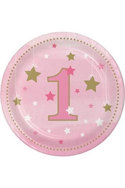 Parti Furyası 1 Yaş Temalı One Little Star Pembe Karton Tabak (8 Adet)