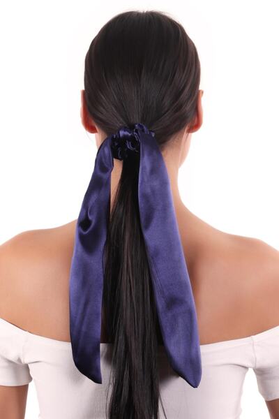hahai accessories Hahai Women's Long Ribbon Model Satin Scrunchie Buckle