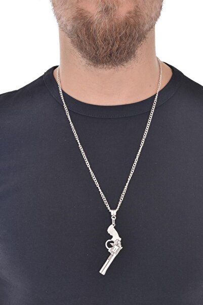 LABALABA ERKEK ANTİK GÜMÜŞ KAPLAMA CROSSFIRE SMITH&WESSON TABANCA SİMGE UÇLU ...