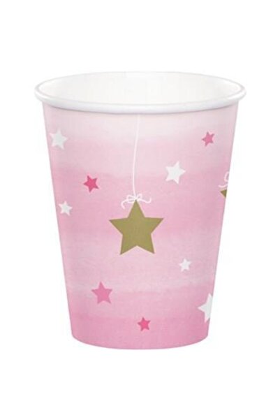 Parti Furyası 1 Yaş Temalı One Little Star Pembe Karton Bardak (8 Adet)