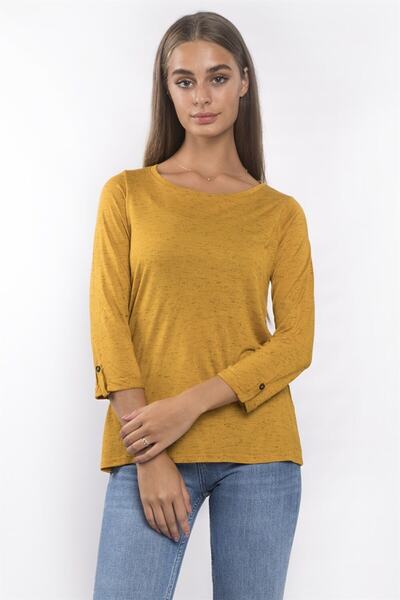 Miss Murem Women's Buttoned Blouse - Mustard