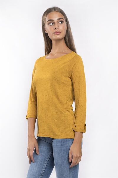 Miss Murem Women's Buttoned Blouse - Mustard