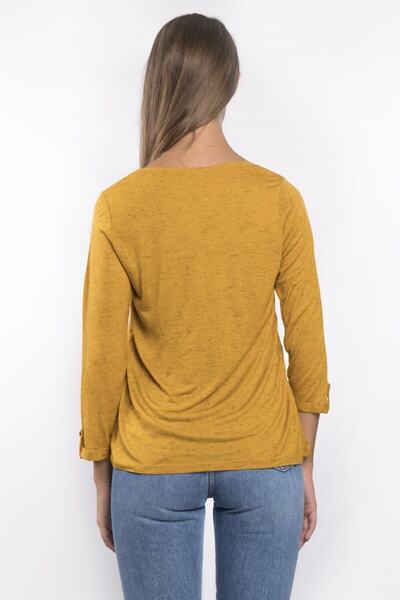 Miss Murem Women's Buttoned Blouse - Mustard