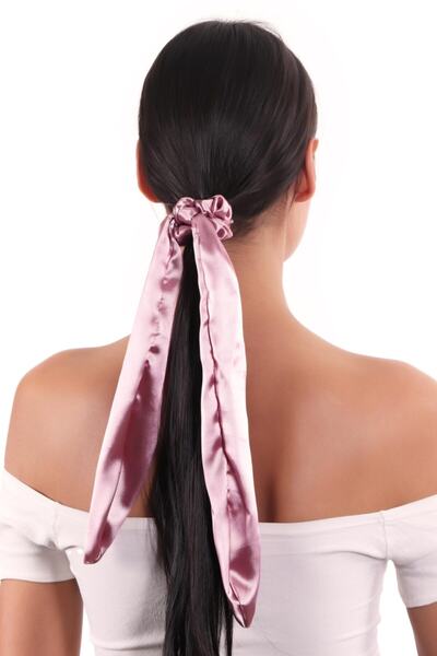 hahai accessories Hahai Women's Long Ribbon Model Satin Scrunchie Buckle