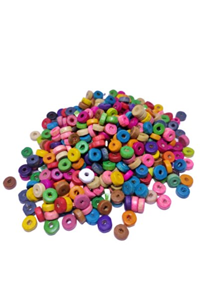 platin hediyelik 50 جرام من الخرز الخشبي المسطح المختلط الملون 8 مم 8 مم