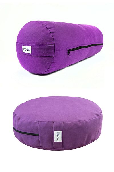 Yogabu Shell Filled Purple Cushion and Purple Bolster