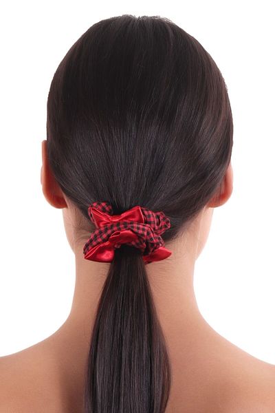 hahai accessories Hahai Women's Gingham Ribbon Detailed Scrunchie Buckle