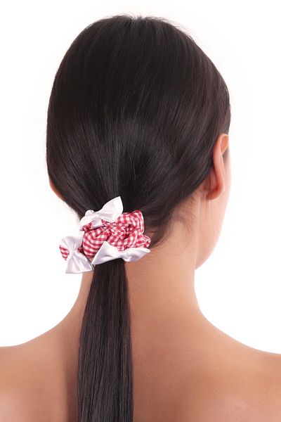 hahai accessories Hahai Women's Gingham Ribbon Detailed Scrunchie Buckle