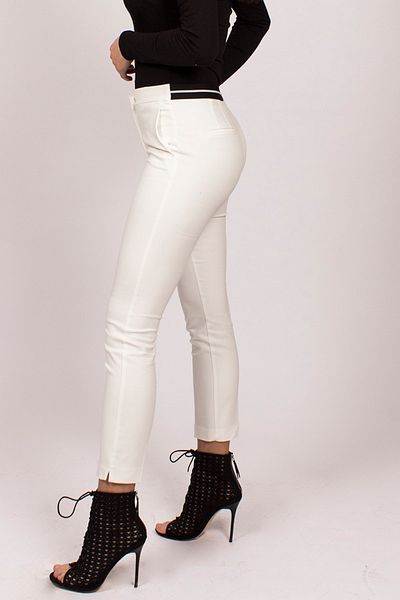 Berm Women's White Elastic Waist Fabric Trousers