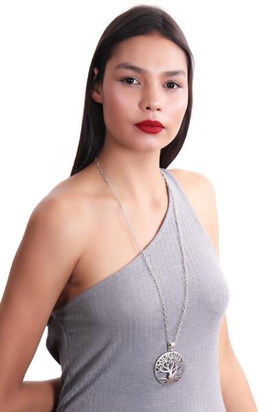 LABALABA Kadın Antik Gümüş Kaplama Hayat Ağacı Figürlü Kolye