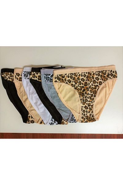 Tutku Γυναικείο Σλιπ Leopard Μαύρο-κρεμ-γκρι-λευκό