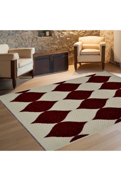 GizHome Lana Yün Halı 2160 Krem Kırmızı