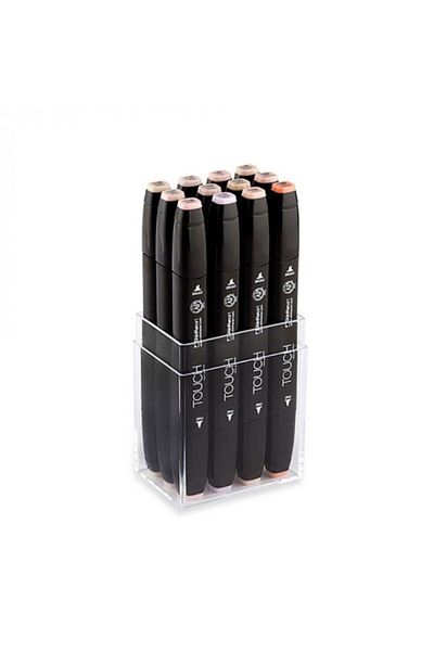 Shinhan Art Skin Colors Touch Twin Marker Double Ended Marker Pen Set 12 Colors