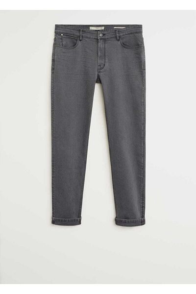 MANGO Man Men's Light Gray Denim Slim Fit Gray Patrcik Jean Pants67064386