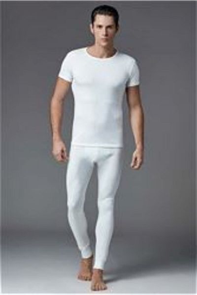 Berrak Men's 100% Cotton White Short Sleeve Thermal Bottom Top Set