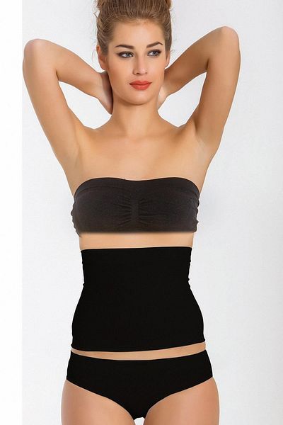 Miss Fit Women's Black Silicone Flat Waist Corset 34378