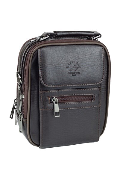 WEST POLO CÜZDAN Erkek Kahverengi Çelik Kasalı  El Ve Omuz Askılı  Çanta