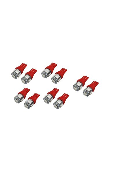 demethome 10 Adet Dipsiz Giriş T10 Led Kırmızı Araç Park Iç Aydınlatma Ampülü...