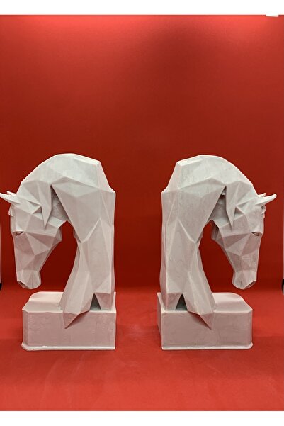 BüstBütün Tasarım Dekorasyon Кубічна кінська декоративна скульптура, статуетка, сувенір, підставка для книг