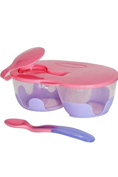 Bebedor İki Bölmeli Tabak Ve Kaşık Seti Pembe 6 Ay +