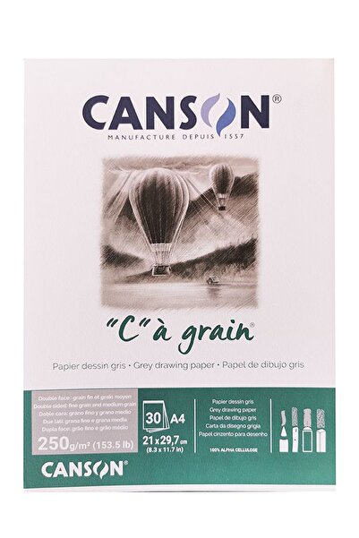 Canson Ca Grain Grey Drawing Paper 30 Yaprak 250g 21x29,7