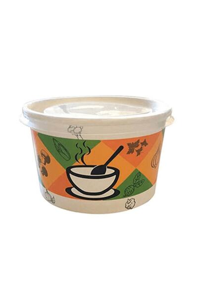PACK Karton Çorba Kasesi Kapaklı 16 Oz 25 Adet.
