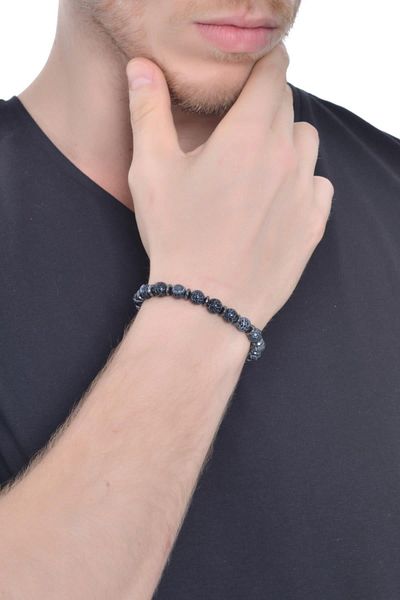 LABALABA MEN'S VEINED JASPER NATURAL STONE BRACELET