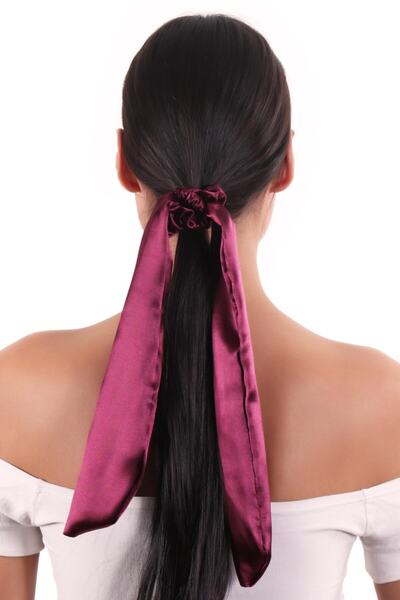hahai accessories Hahai Women's Long Ribbon Model Satin Scrunchie Buckle