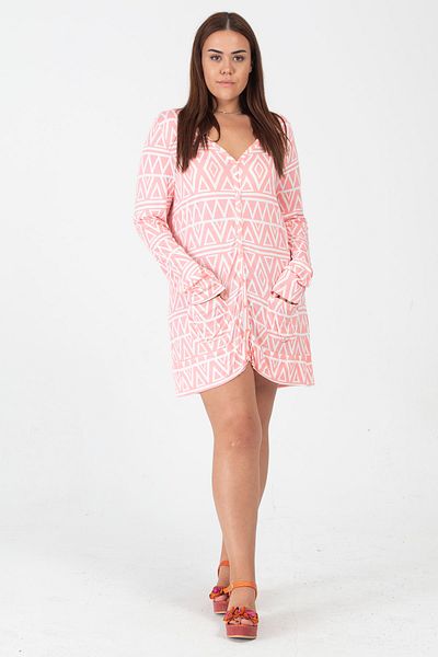 Şans Große Größen in Strickjacke - Rosa - Regular Fit