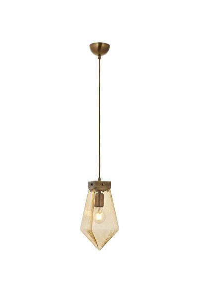 Tavcam Şah Tekli Avize Bal Renk Cam Ve Eskitme