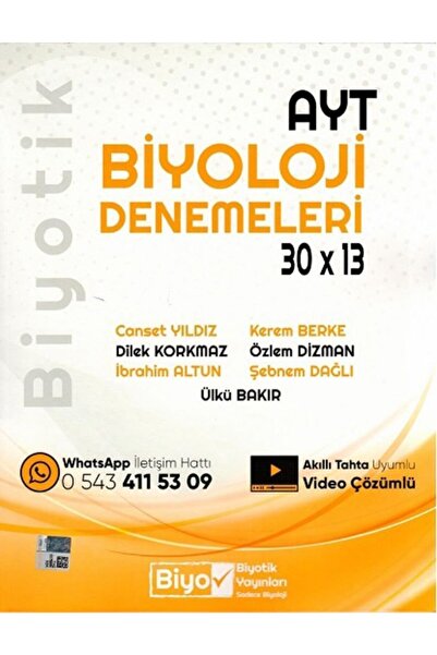 Hız ve Renk Yayınları Biyotik Yayınları Ayt Biyoloji Biyotik 30 X 13 Denemeleri