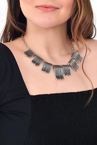 LABALABA KADIN ANTİK GÜMÜŞ KAPLAMA BOHEM KOLYE