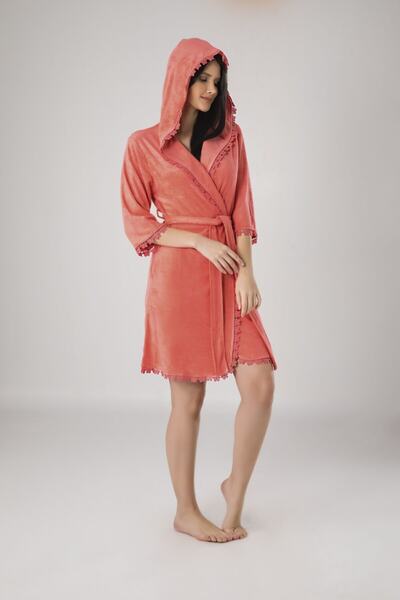 Nuşa Rochie de damă portocalie din bambus cu broderie fluture la spate
