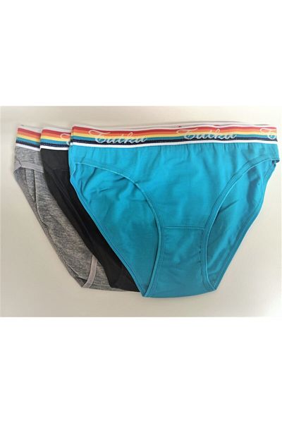 Tutku Chiloți de bikini albastru-negru-gri pentru femei, pachet de 6