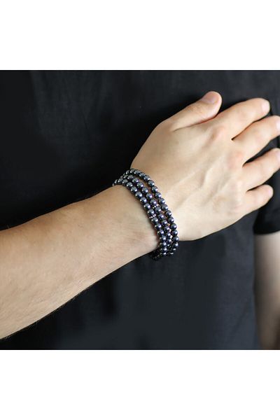 Tesbihane Both Bracelet - Both Necklace - and Rosary 99pcs Hematite Natural Stone Accessory