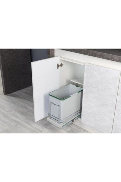 STARAX S-2571 Gri Teleskopik Raylı Plastik Gövde Çöp Kovası 24 Lt.