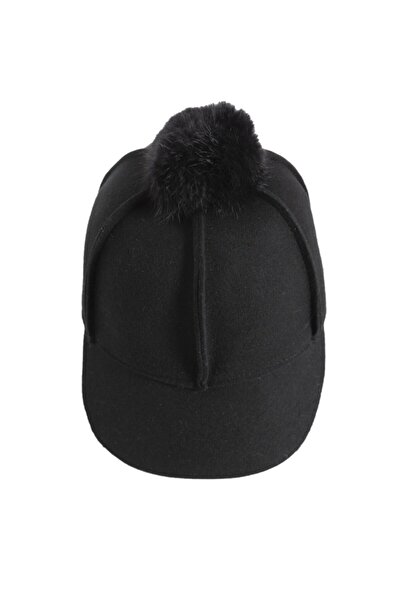 OnMyHead Women's Black Pompom Detailed Hat